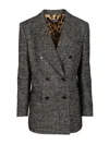 Dolce & Gabbana Blazer Doppio Petto Chevron Misto Lana Jackets Grey In Gray