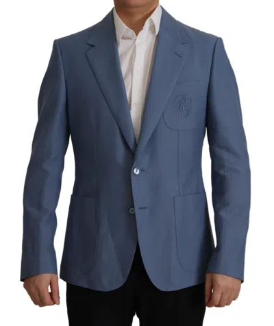 Dolce & Gabbana Blazer Jacket Blue Single Breasted Logo It48/us38/m Rrp 2700usd