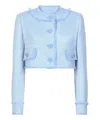 Dolce & Gabbana Cropped Wool Tweed Jacket In Lightblue