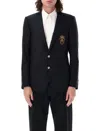 Dolce & Gabbana Single-breasted Wool And Cashmere Jacket With Dg Patch In Nero