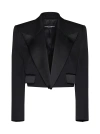 Dolce & Gabbana Wool-blend Cropped Blazer In Nero