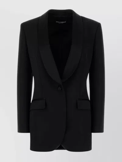 Dolce & Gabbana Black Stretch Wool Blend Blazer