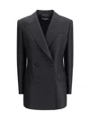 Dolce & Gabbana Double-breasted Oversized Tuxedo Blazer In Black