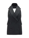 Dolce & Gabbana Double-breasted Wool And Silk-blend Vest In Nero