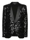 Dolce & Gabbana Sequin Embellished Single-breasted Blazer In Black