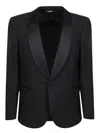 Dolce & Gabbana Single-breasted Stretch Wool Sicilia-fit Tuxedo Jacket In Black