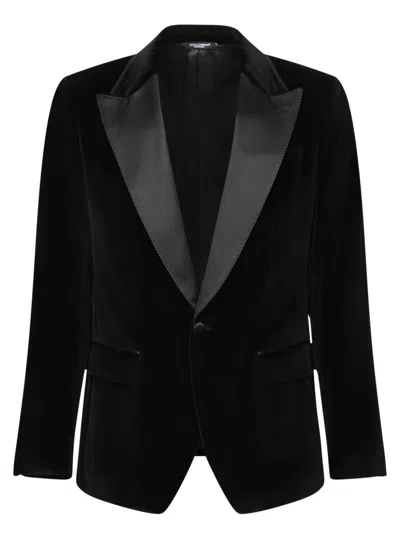 Dolce & Gabbana Tuxedo Velvet Jacket Men In Black