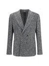 Dolce & Gabbana Portofino Double-breasted Jacket With Chevron Pattern In Gray