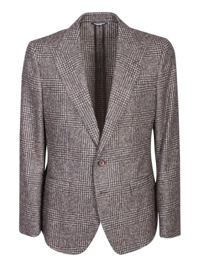 Dolce & Gabbana Prince Of Wales Single-breasted Blazer In Grey