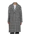 Dolce & Gabbana Black And White Coat With All-over Check Motiv In Wool Blend Woman In Black