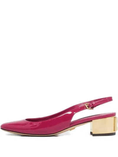 Pre-owned Dolce & Gabbana Block-heel Slingbacks Pumps In Pink