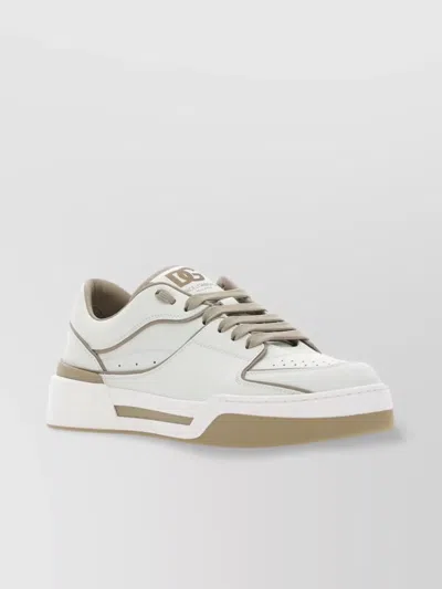 Dolce & Gabbana Block Sole Low-top Sneakers With Perforated Toe In White