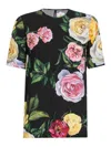 Dolce & Gabbana Peony And Rose Print Silk Charmeuse Blouse In Black