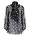 Dolce & Gabbana Polka Dot Print Chiffon Blouse In Black