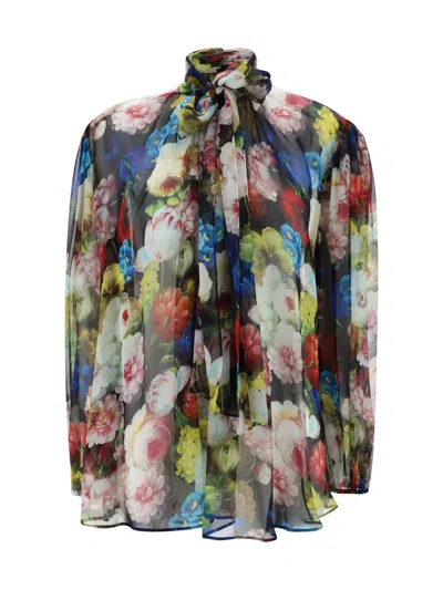 Dolce & Gabbana Dolce&gabbana Silk Night Flower Print Shirt In Multicolor