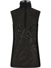 Dolce & Gabbana Sheer Sleeveless High Neck Fitted Top In Black