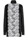 Dolce & Gabbana Lace Panel Blouse High Neck Long Sleeves In Black