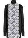 Dolce & Gabbana Lace Panel Blouse High Neck Long Sleeves In Black