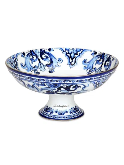 Dolce & Gabbana Blu Mediterraneo Footed Fruit Bowl In Blue