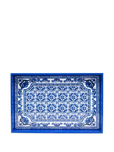 Dolce & Gabbana Blu Mediterraneo-print Tray (30cm X 46cm) In Blau
