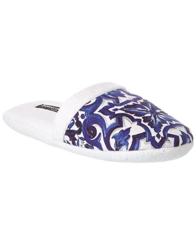 Dolce & Gabbana Barocco-print Terry-cloth Slippers In Multicolor