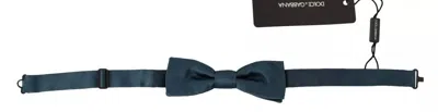 Dolce & Gabbana Blue 100% Silk Adjustable Neck Bow Tie Men's Mens