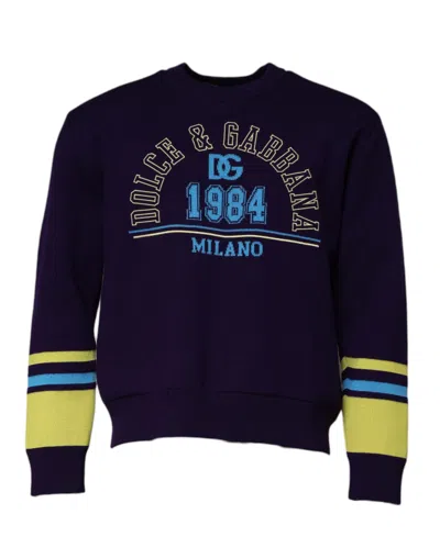 Dolce & Gabbana Blue 1984 Milano Crewneck Sweatshirt Men's Sweater