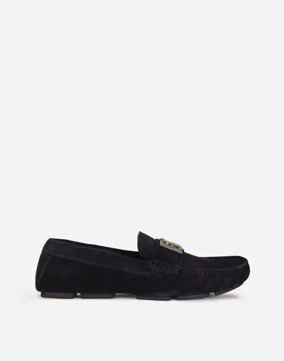 Dolce & Gabbana Midnight Blue Suede Slip-ons In Multi