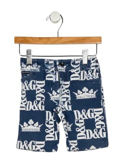 Pre-owned Dolce & Gabbana Babies' Blue And White Patterned Pants With Zip And Button Closure In Multi