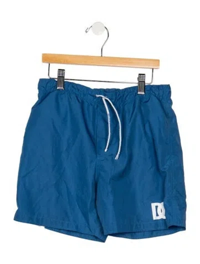 Pre-owned Dolce & Gabbana Kids' Blue And White Patterned Swim Shorts With Elastic Waist And Drawstring