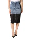 Dolce & Gabbana Blue Black Cotton Denim Sheer Midi Skirt In Blue