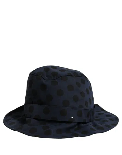 Dolce & Gabbana Blue Black Polka Dot Cotton Bucket Capello Women's Hat