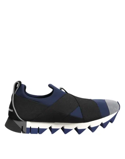 Pre-owned Dolce & Gabbana Blue Black Slip On Low Top Men Sneakers Men's Shoes () In Multi