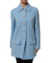 Dolce & Gabbana Blue Buttoned Down Trench Coat Jacket In Blue