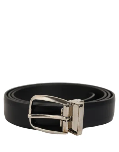 Dolce & Gabbana Calf Leather With Silver-tone Buckle Belt In Black