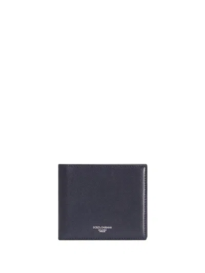 Dolce & Gabbana Blue Calfskin Wallet In Black