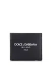 Dolce & Gabbana Dolce&gabbana Black Leather Bi Fold Wallet With Logo In Blue