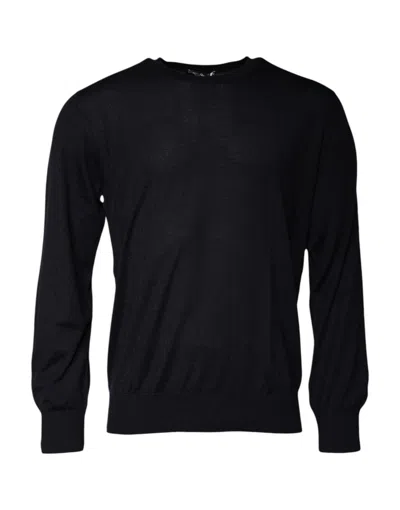 Pre-owned Dolce & Gabbana Blue Cashmere Crew Neck Pullover Men's Sweater ()