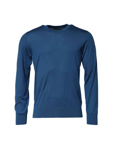 Pre-owned Dolce & Gabbana Blue Cashmere Crew Neck Sweatshirt Men's Sweater ()