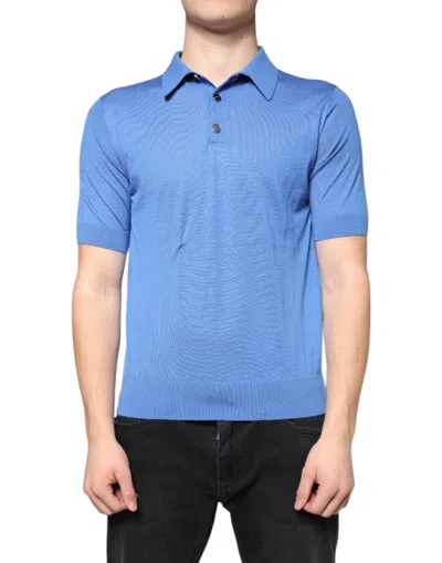 Pre-owned Dolce & Gabbana Blue Cashmere Short Sleeves Men Polo Men's T-shirt ()
