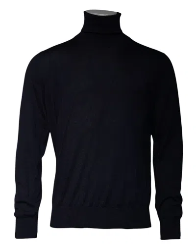 Pre-owned Dolce & Gabbana Blue Cashmere Turtleneck Pullover Men's Sweater ()