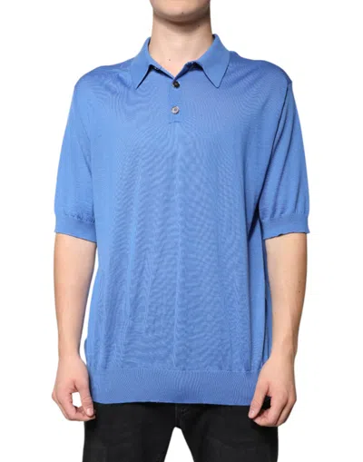 Pre-owned Dolce & Gabbana Blue Collared Short Sleeves Polo Men's T-shirt ()