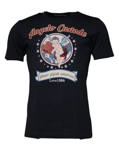 Pre-owned Dolce & Gabbana Blue Cotton Angel Print Short Sleeves Men's T-shirt ()