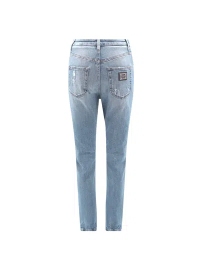 Dolce & Gabbana Blue Cotton Stretch Jeans In Multi