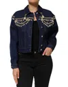 Dolce & Gabbana Blue Cotton Denim Crystal Embellished Jacket In Blue