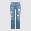 Dolce & Gabbana Distressed Jeans With Dg Embroidery In Blue
