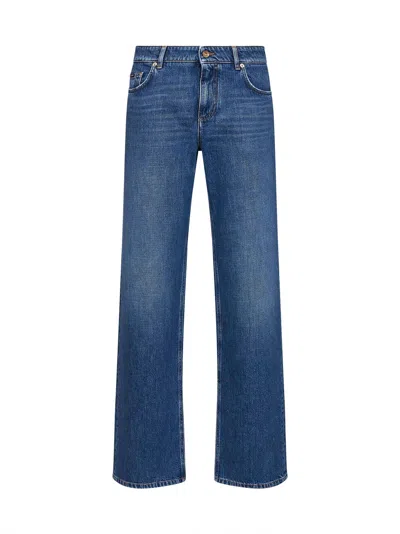 Dolce & Gabbana Blue Cotton Denim Loose Straight-leg Jeans In Multi