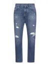 Dolce & Gabbana Distressed Finish Five-pocket Denim Jeans In Blue