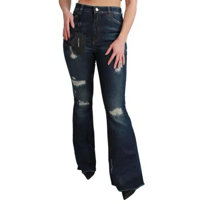 Dolce & Gabbana Blue Cotton Flared Jeans