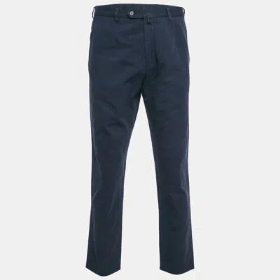 Pre-owned Dolce & Gabbana Blue Cotton Formal Trousers Xxl